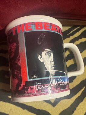 The Beatles White Ceramic Mug with Red and Black Graphic